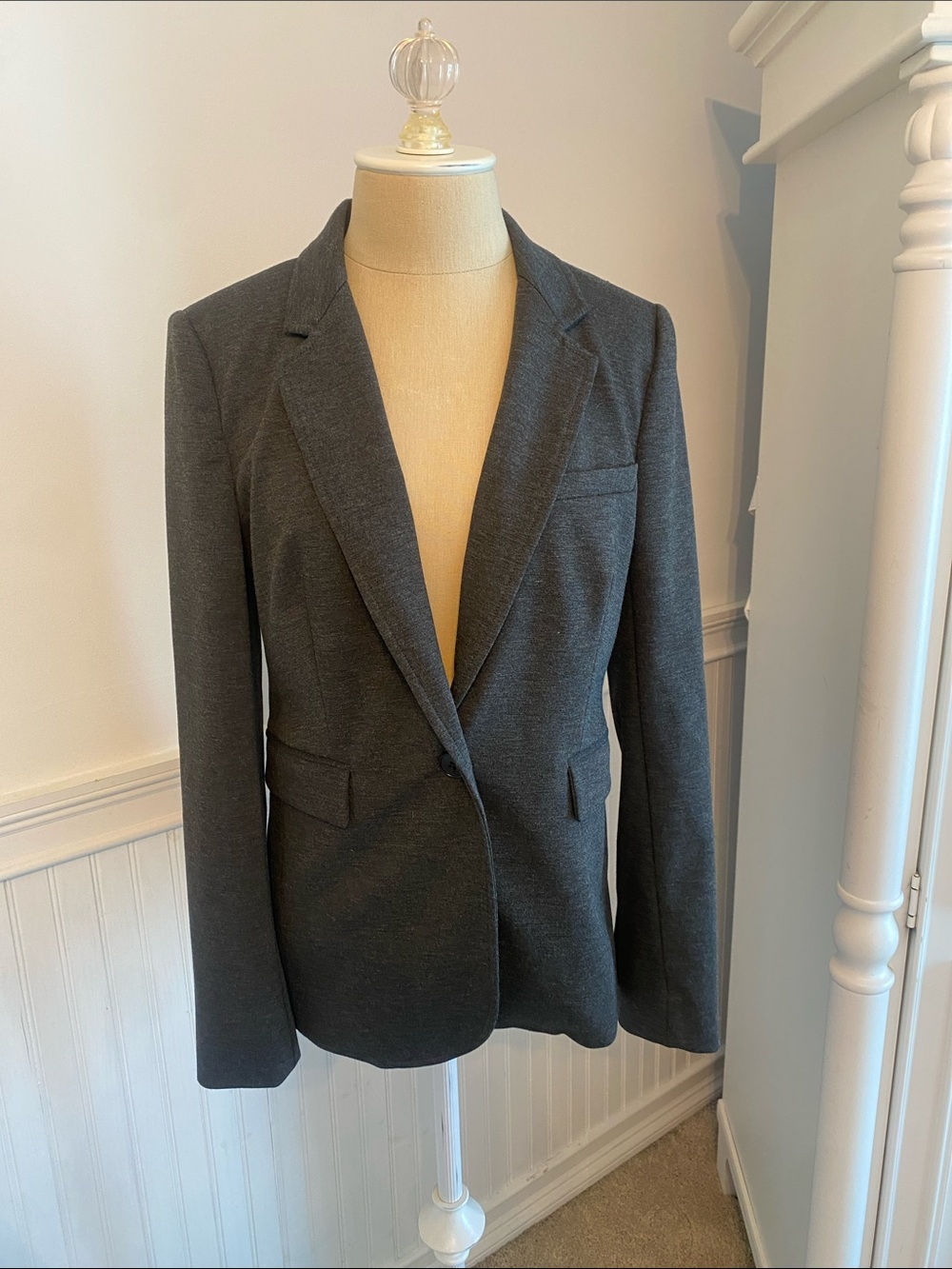Aqua Dark Gray Tailored Single-Button Blazer